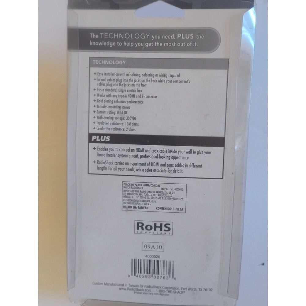 Radio Shack Hdmi Coax Wall Plate - Picture 2 of 2
